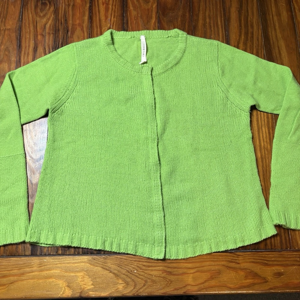 Childress Bright Green 100% Cashmere Snap Cardigan Sweater Sz 2/M A1731